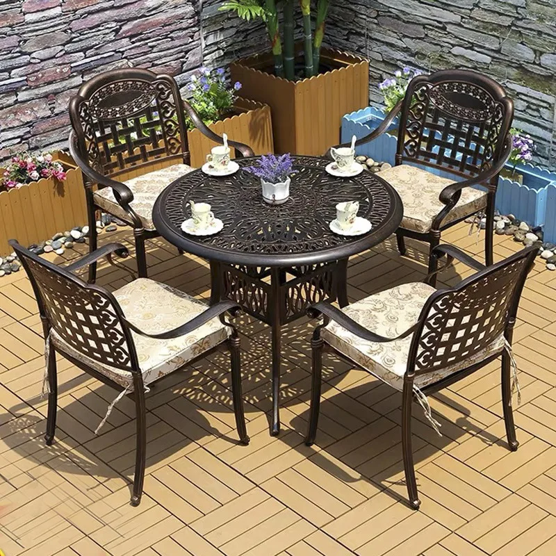 outdoor dinning cast aluminum restaurant tables and chairs set and table outdoor