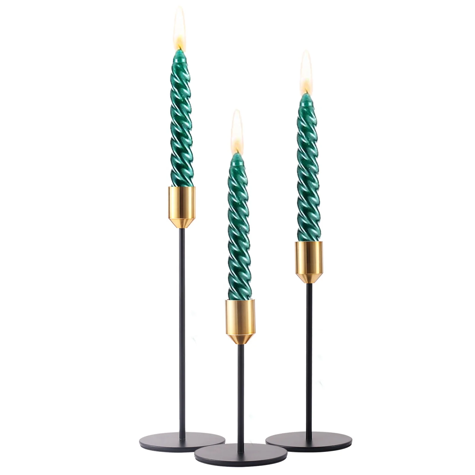 Long Stem Iron Candlesticks Candle Tealight Holders Black Gold Metal Holder Luxury Home Decoration Holiday