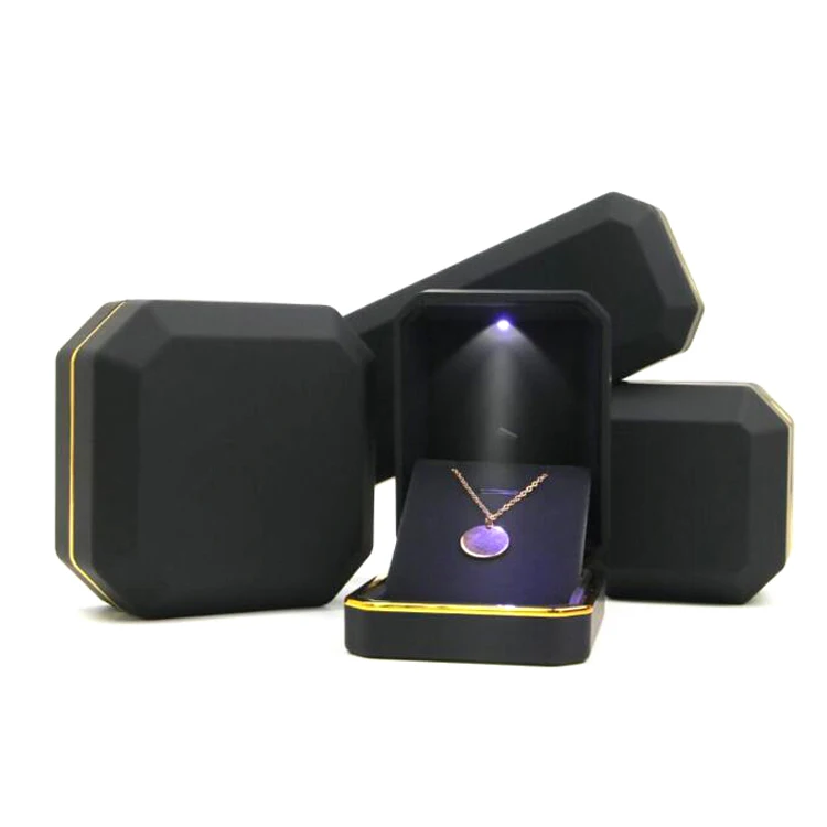 Organizer Storage LED Lighted Wedding Ring Boxes Plastic Earring Necklace Gift Box Jewelry Display