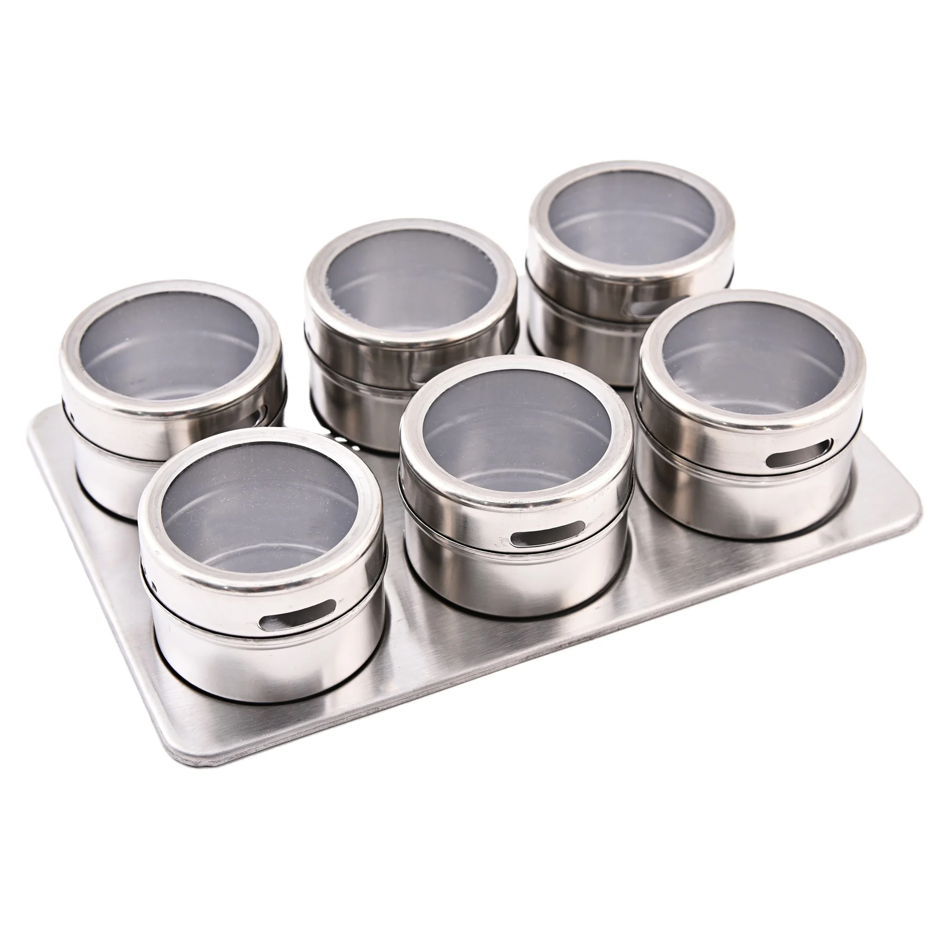 Стальные банки для специй и барбекю (набор из 6) бутылка банка соли с магнитной