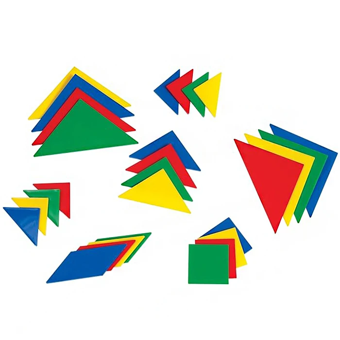 Colorful 28 Pieces Geometry Acrylic Puzzles Math Manipulatives Toy Acrylic Tangram For Children