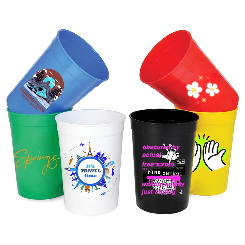 EURO 2024 soccer ball Customized Logo Food Grade PP Plastic 12oz/16oz/20oz Stadium Cups