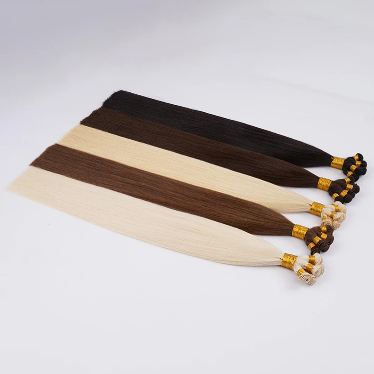 18 20 22 inch Can Be Customized Pretty Russian Natural Brown Hand Tied Weft Hair Extensions