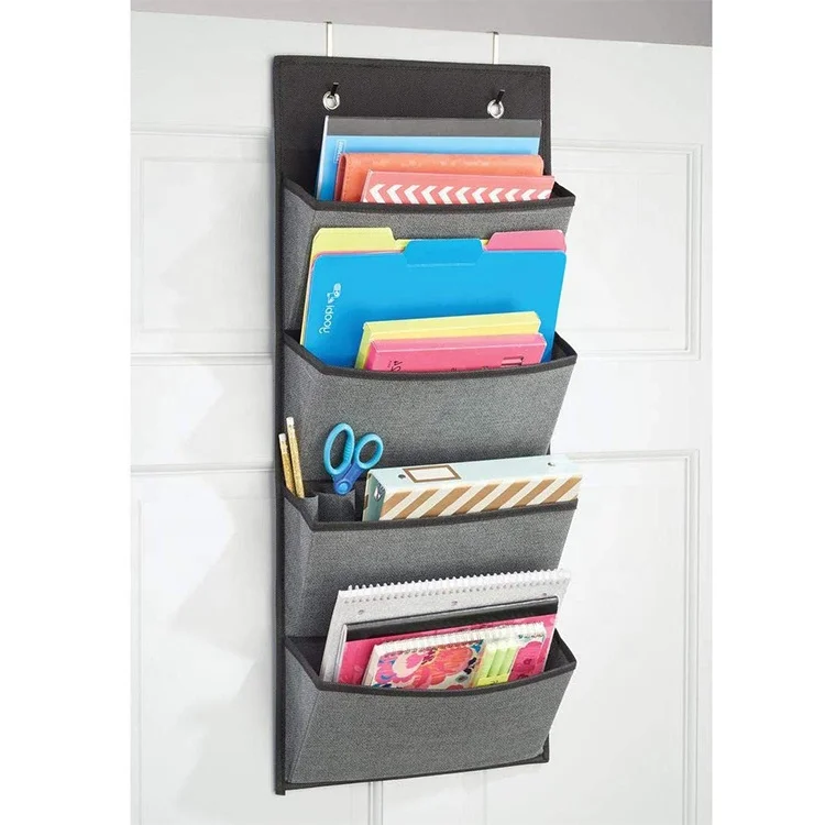 Polyester Non-woven Fabric Over Door Hanging Home Office Storage Folders Wall File Organizer