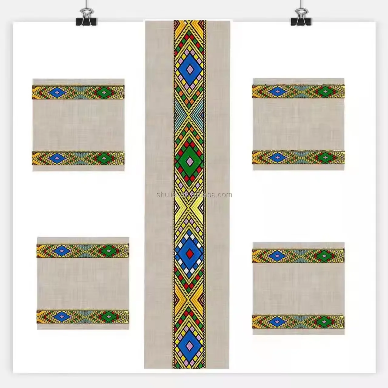Custom Ethiopia Placemat customized wholesales 3D printed placemat and table mat anti slip mat for habesha decor