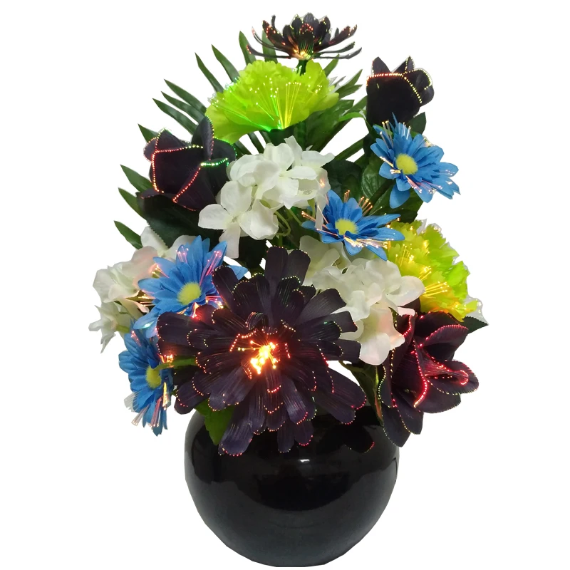 LED fiber optic flower light  decoration flower lamp fiber optic lamp colour changing  handmade silk flower