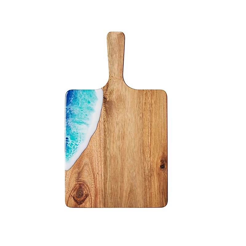 New Arrival Acacia Wood Resin Art Chopping Board Cheese Board Cutting Board