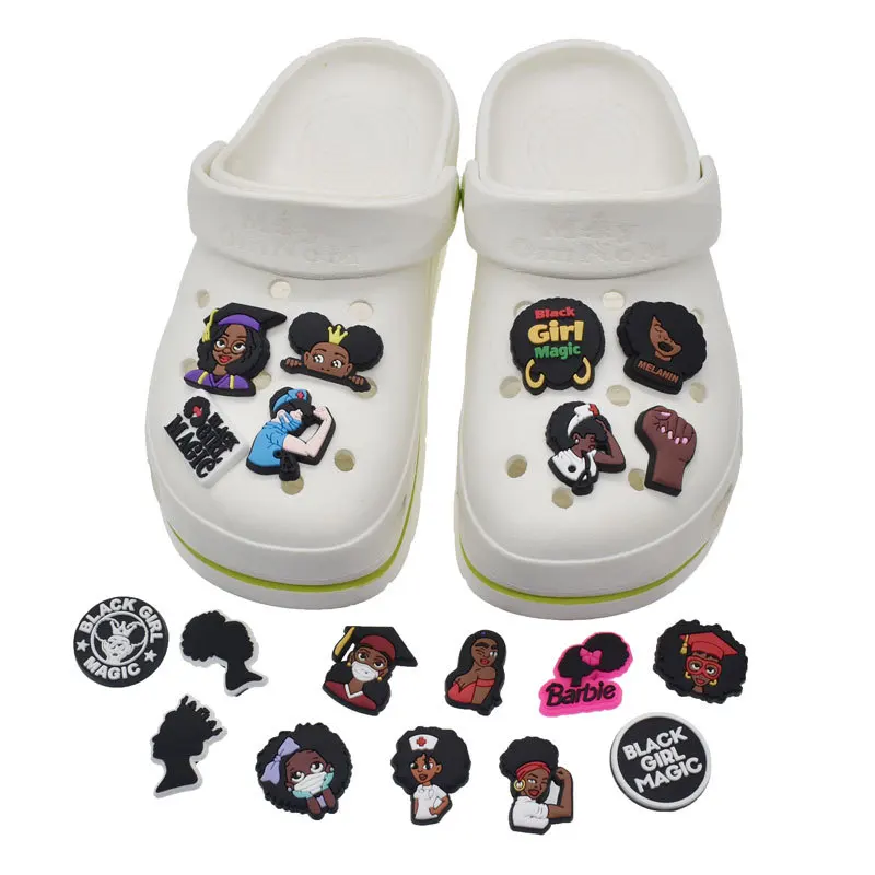 Black Live matter black culture PVC rubber croc shoe charms for Clogs shoe accessories crock
