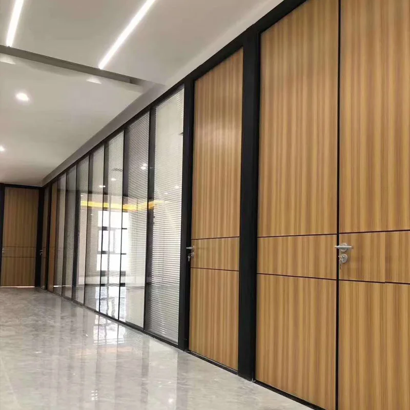 Customized Aluminium Tempered Soundproof Office Partition Glass Wall