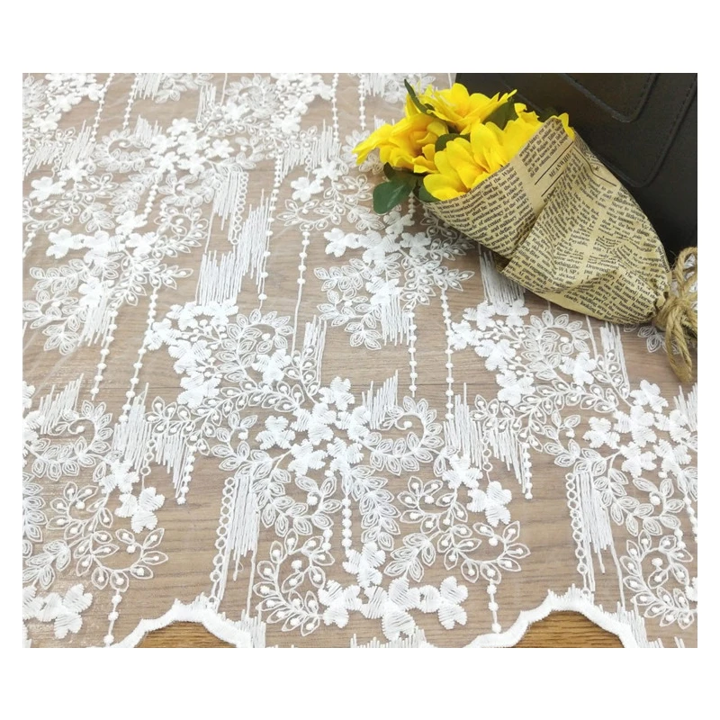 hot sale hoh quality swiss voile organza embroidered women bridal dress lace fabric