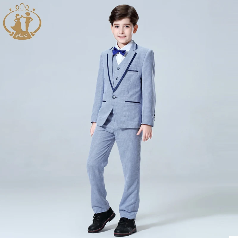 2022 Plaid Flat Collar Toddler Boys Formal Wedding Dress Suits Blazers Gentleman Jack Clothing Kid Designers Clothes 3 Pieces