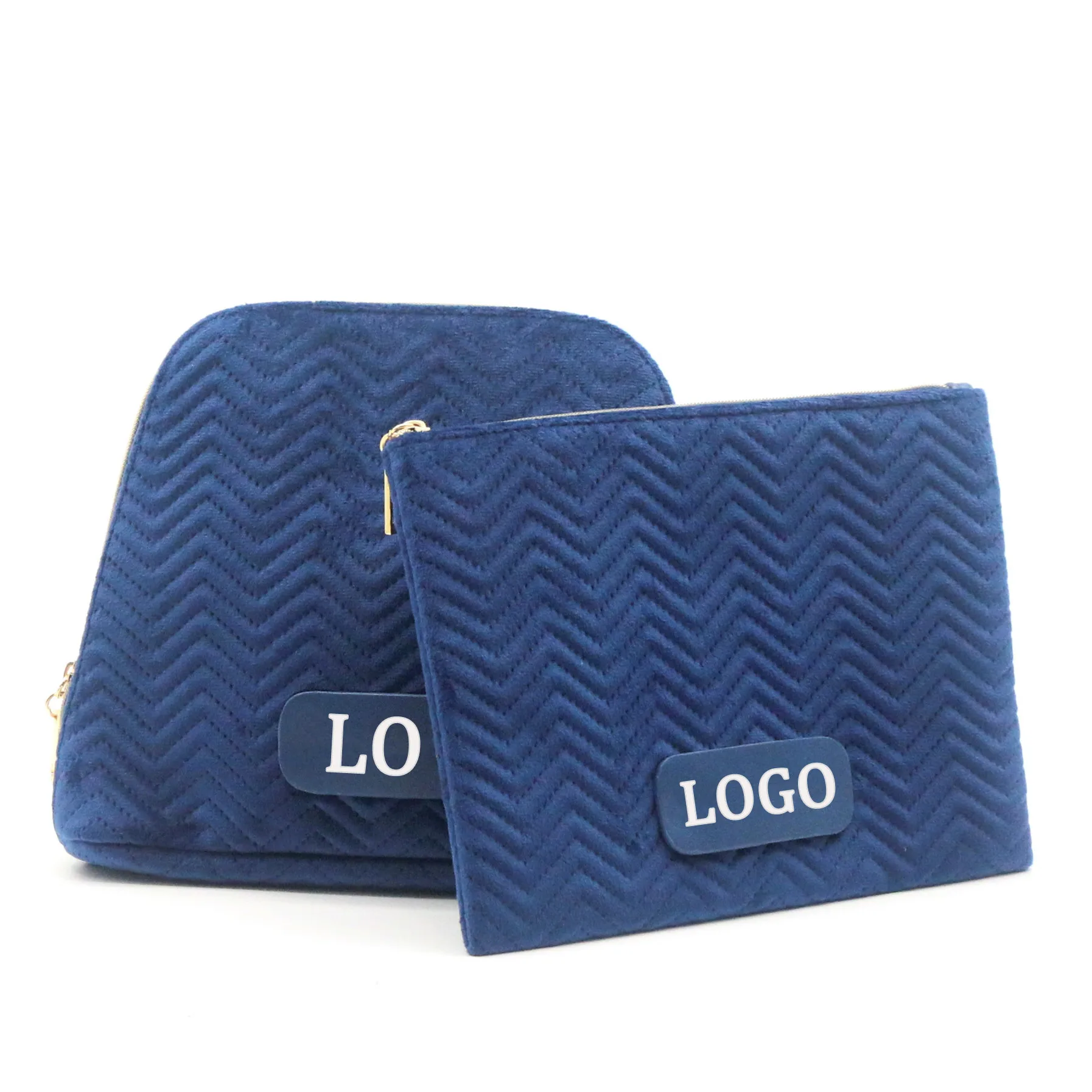2022 Hot Sale Eco-friendly rPET Flannelette Cosmetic Pouch Skydiver Blue Classic Shell-shape Recycled Polyester Makeup Pouch