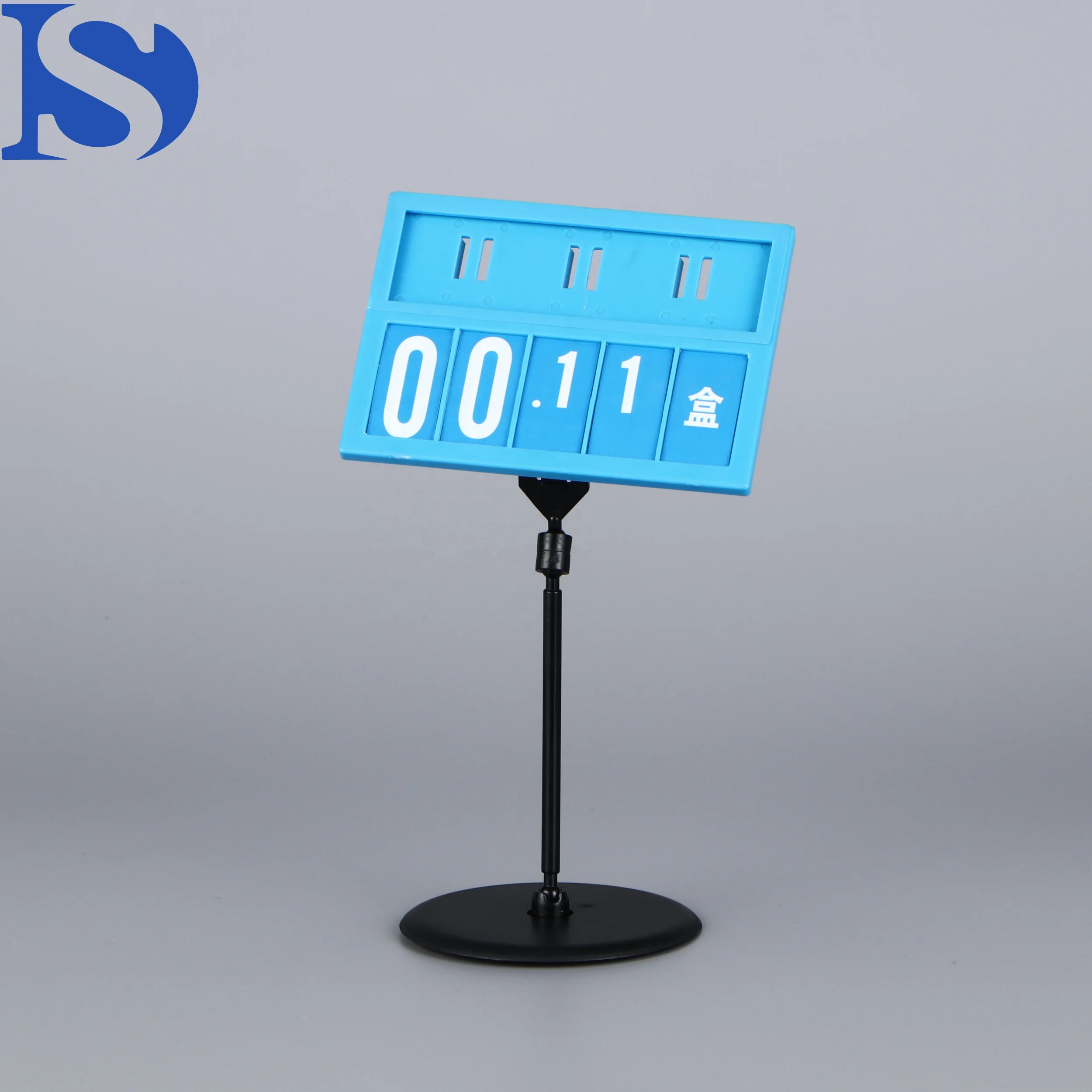 Hot sale small sign holder round base price stand cable clip adjustable holder for the supermarket promotion