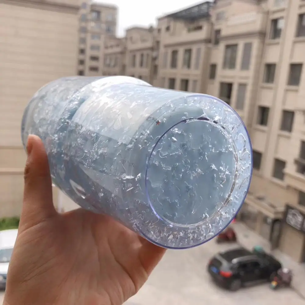 30oz BPA free Double Wall AS plastic Frosty frozen Freezer Ice Cooling Gel Beer Mug Tumbler with lid and straw