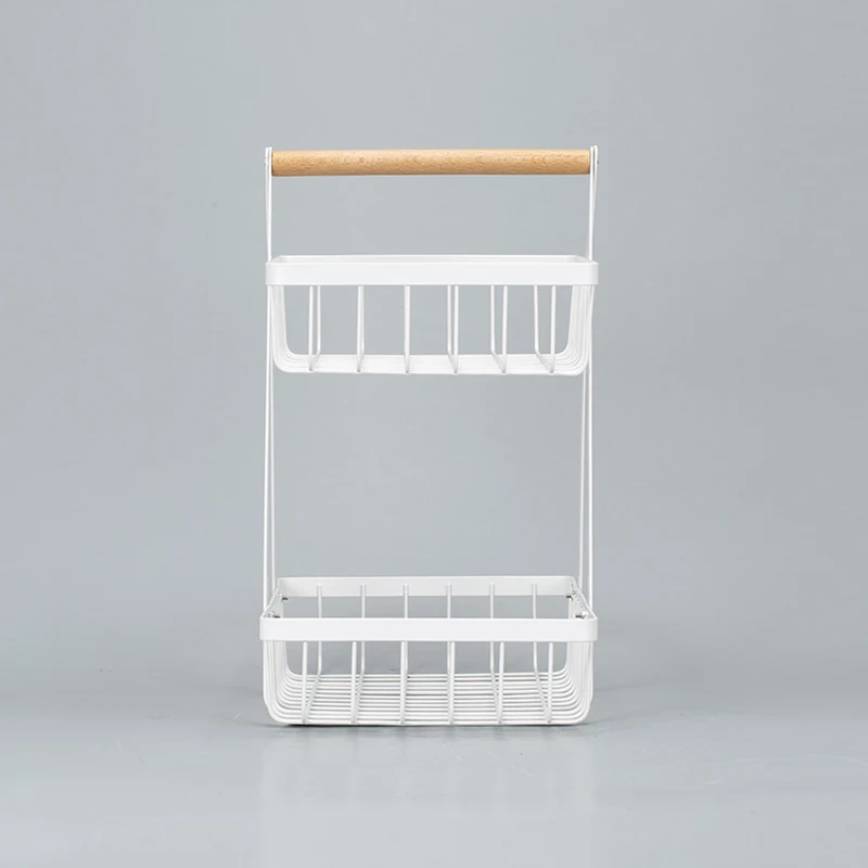 Countertop Organizer Kitchen Storage  Basket Metal Wire Fruit Bowl Bread Basket Vegetable Rack Kitchen 2-Tier Fruit Basket