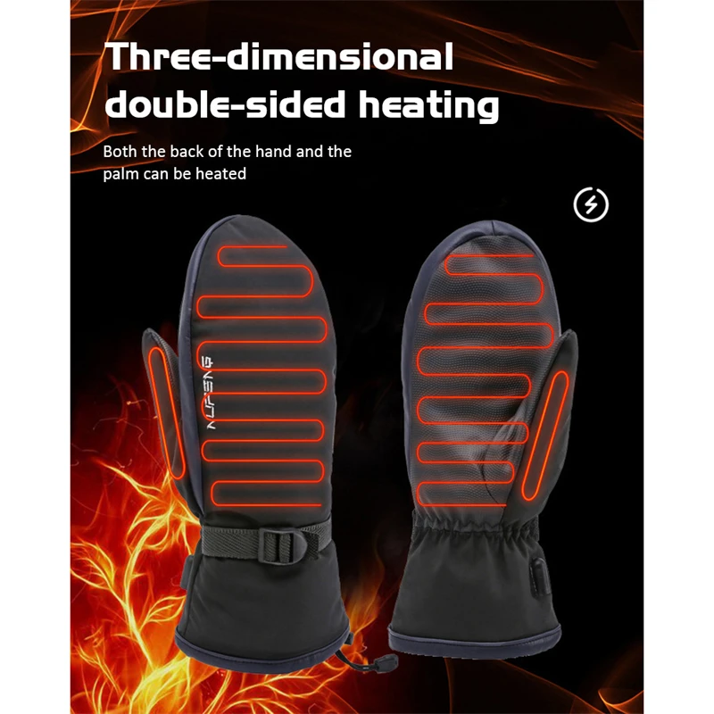 Efficiency adult children Heat Control Button rechargeable electrical battery cold climate double side heated gloves