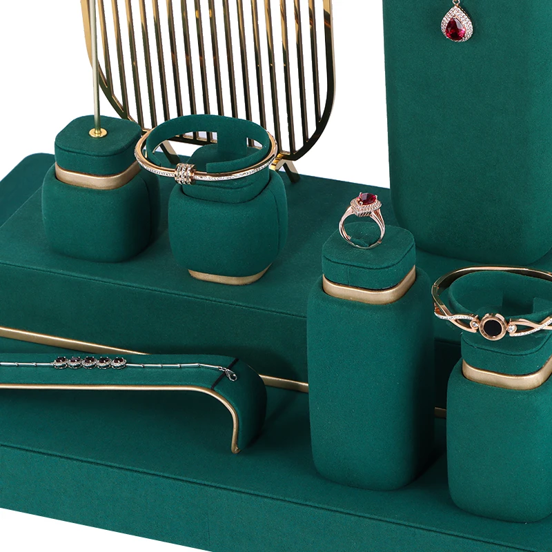 Wholesale Showcase Jewelry Display Design High End Green Gem Ring Display