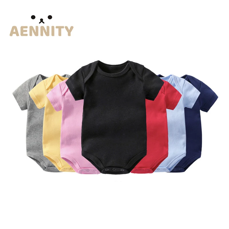 100% Cotton Bulk Sublimation Custom Logo Blank White Black Solid Colors Knit Onesie Pattern Baby Clothes For Baby Kids