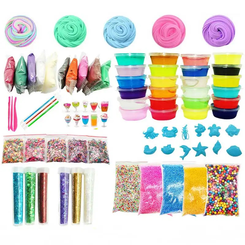 Kids Toys Slime Multi-Color Foam Beads Slime Educational Diy Crystal Mud Jelly Slime Toy Kit