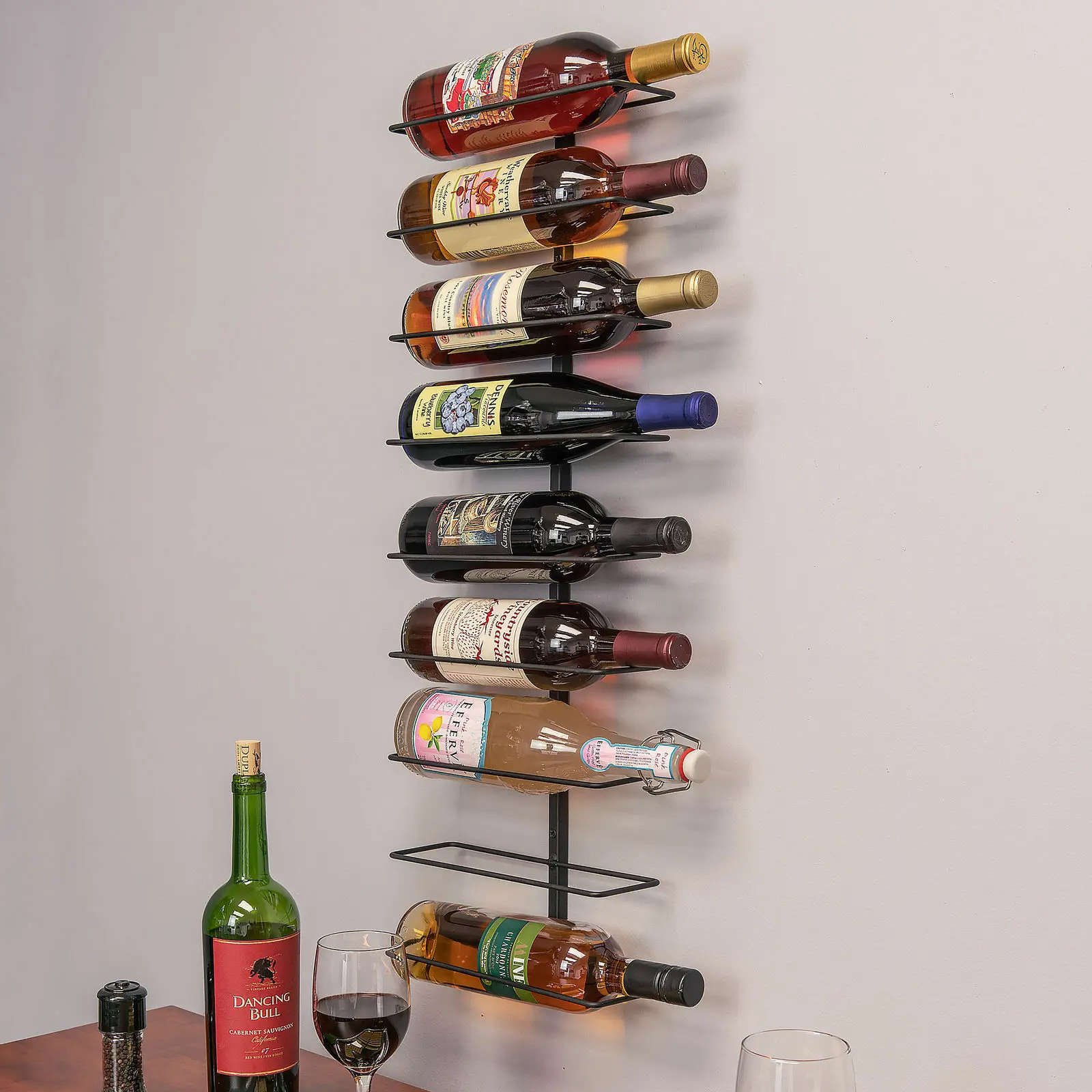 Wall Mount Wine Bottle Rack Holds Up To 9 Bottles Of Wine Champagne Storage Rack