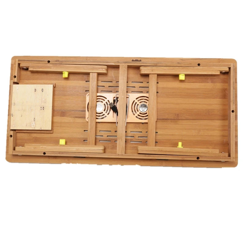 Wholesale custom multifunctional height adjustable folding laptop desk bamboo table with cup holder