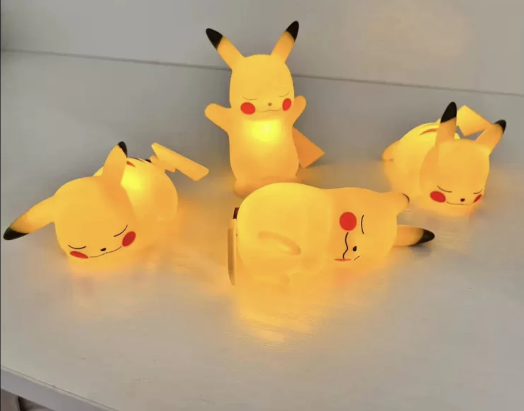 Promotion Pikachu Bedroom Night Light Environmental Vinyl Bedside Lamp Children Accompanying Luminous Poke mon Toys Gifts