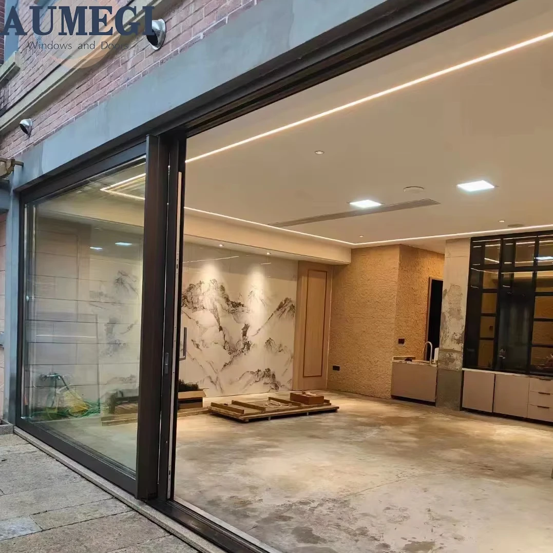 Aumegi Tempered Glass Partition Heavy-Duty Sliding Door Sliding Doors For Balcony Patio Large Aluminum Sliding Gla