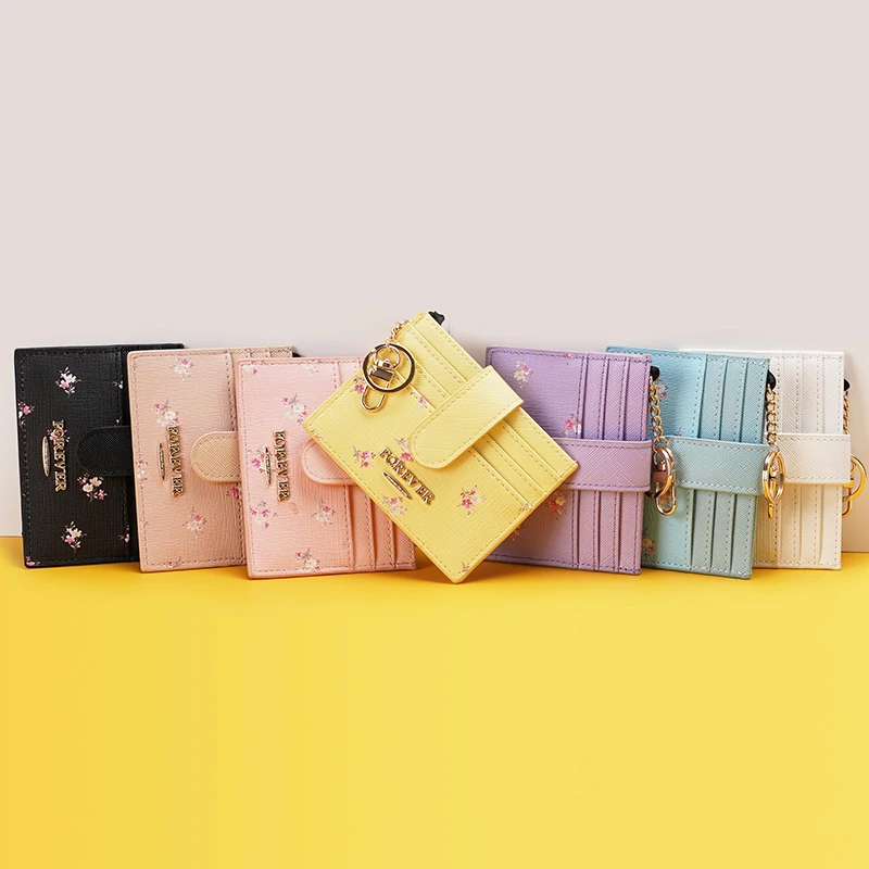 2021 Flower print minimalist card holder wallet blocking slim wallet credit card holder