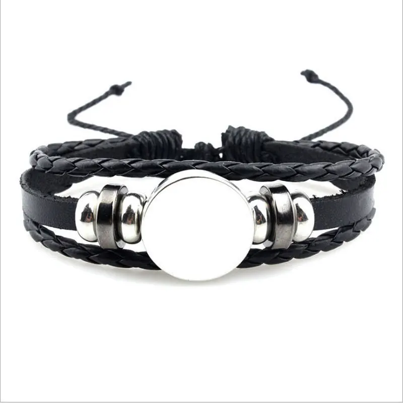 Sublimation Bracelet Blank Bracelet Bezel Setting Blank Heat Transfer Blank Leather Bracelet with Aluminum Sheet for DIY
