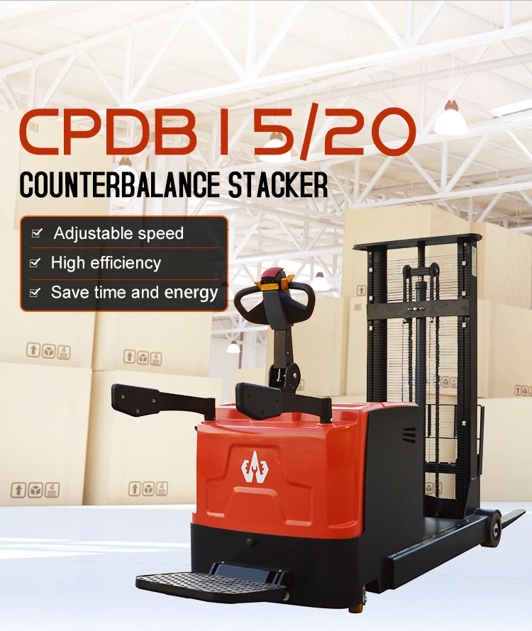 1t 1.5t stand-on driving full electric stacker forklift Counter balanced lift trucks