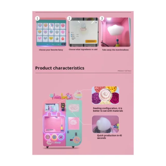 Best Sell electric Commercial Factory Automatic Cotton Candy Vending Machine Floss Flower Candy Machine