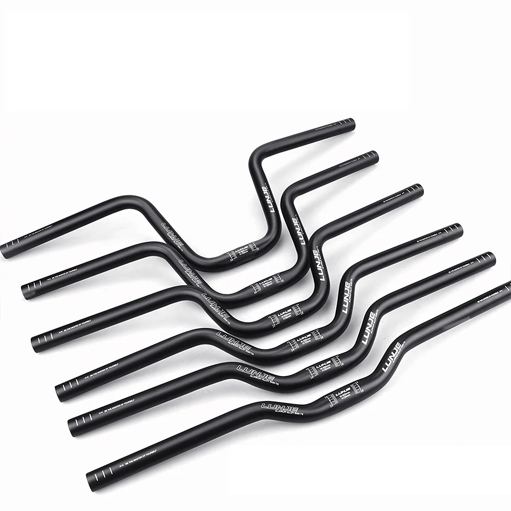 LUNJE  Aluminum Alloycurved Handlebar Straight Handlebar 25.4mm Am Dh Racing Bike Rise Mtb Sunrise Handlebar Bicycle