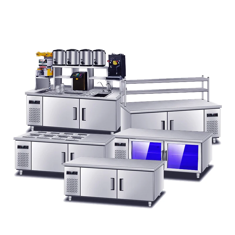 Industrial Commercial Stainless Steel Work Bench Worktable Modern Fridge Refrigerator For Milk Tea Shop