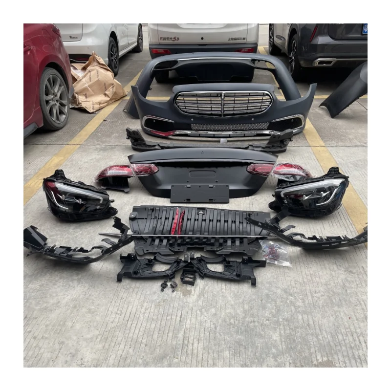 Suitable for Mercedes Benz E-Class e200 e300 w213 old model to new e63 front and rear bumpers Maybach surround headlights tail l