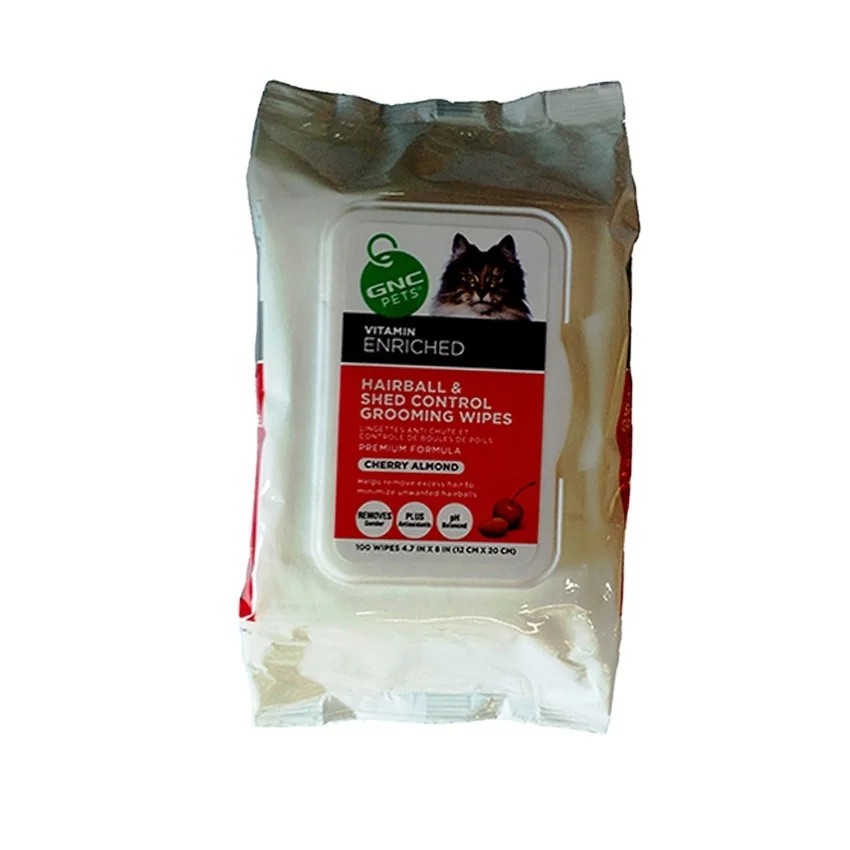 Compostable  Animal Finger wipes Cat Butt Care Cleaning Water Tissue Paper 100 Pack Pets Wet Wipes For Dogs Cleansing