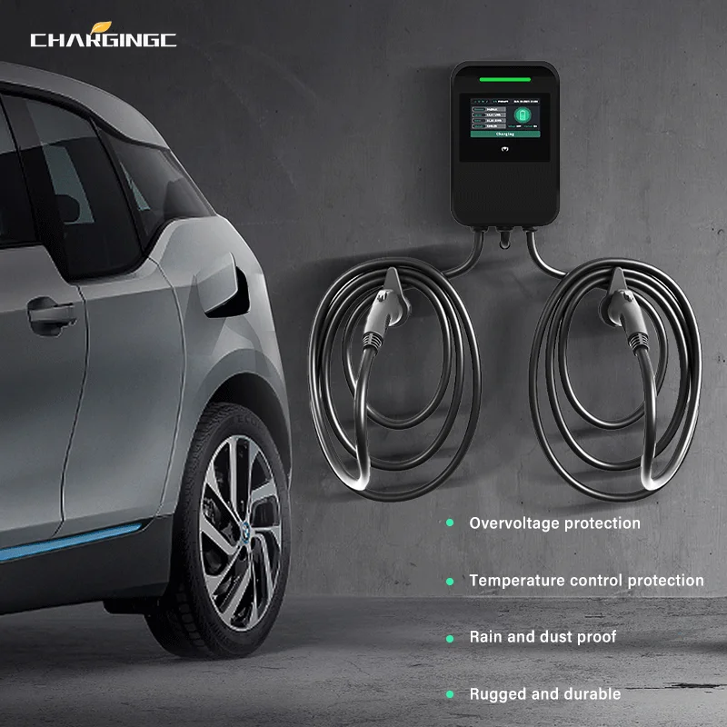 EU Standard Portable EV Charger Type 2 EV Fast Vehicle Charging Stations 16-32A 7kw 22kw Electric Car Charger