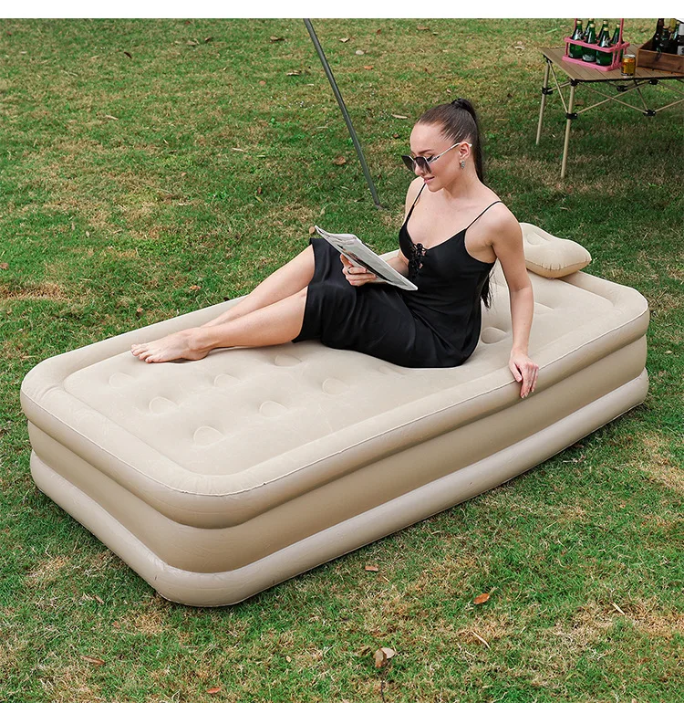 Durable Air Mattress Luxury Inflatable Airbed with Upgraded Built in Pump Blow Up Air Bed for Home Portable Camping Travel