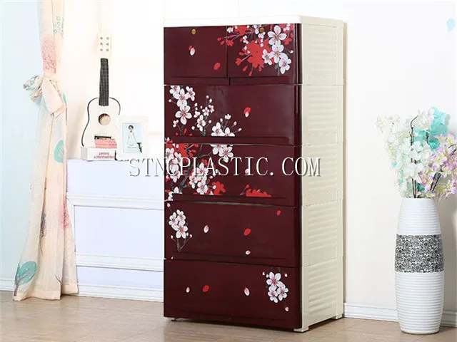 Chinese traditional design 5 layer drawer storage plastic clothes cabinet