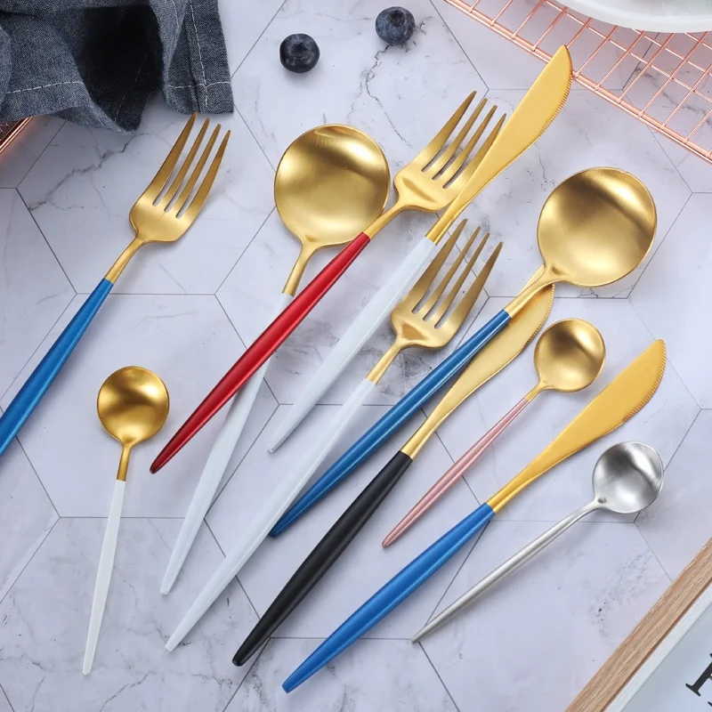 Новинка свадебные столовые приборы вилка для торта Золотая столовая посуда столовые приборы из нержавеющей стали
