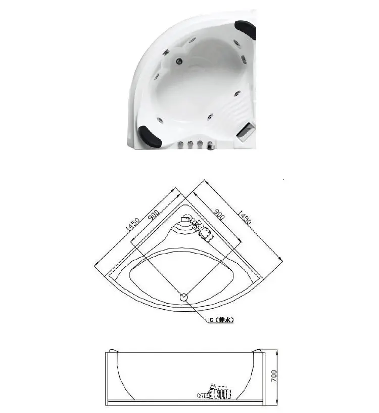 Kamali M3013 2 Person Big Mobile Massage Bathtub Hot Sex Soaking Spa Bath Tub Japanese Baignoire Fiber Glass for Adults 1 Piece
