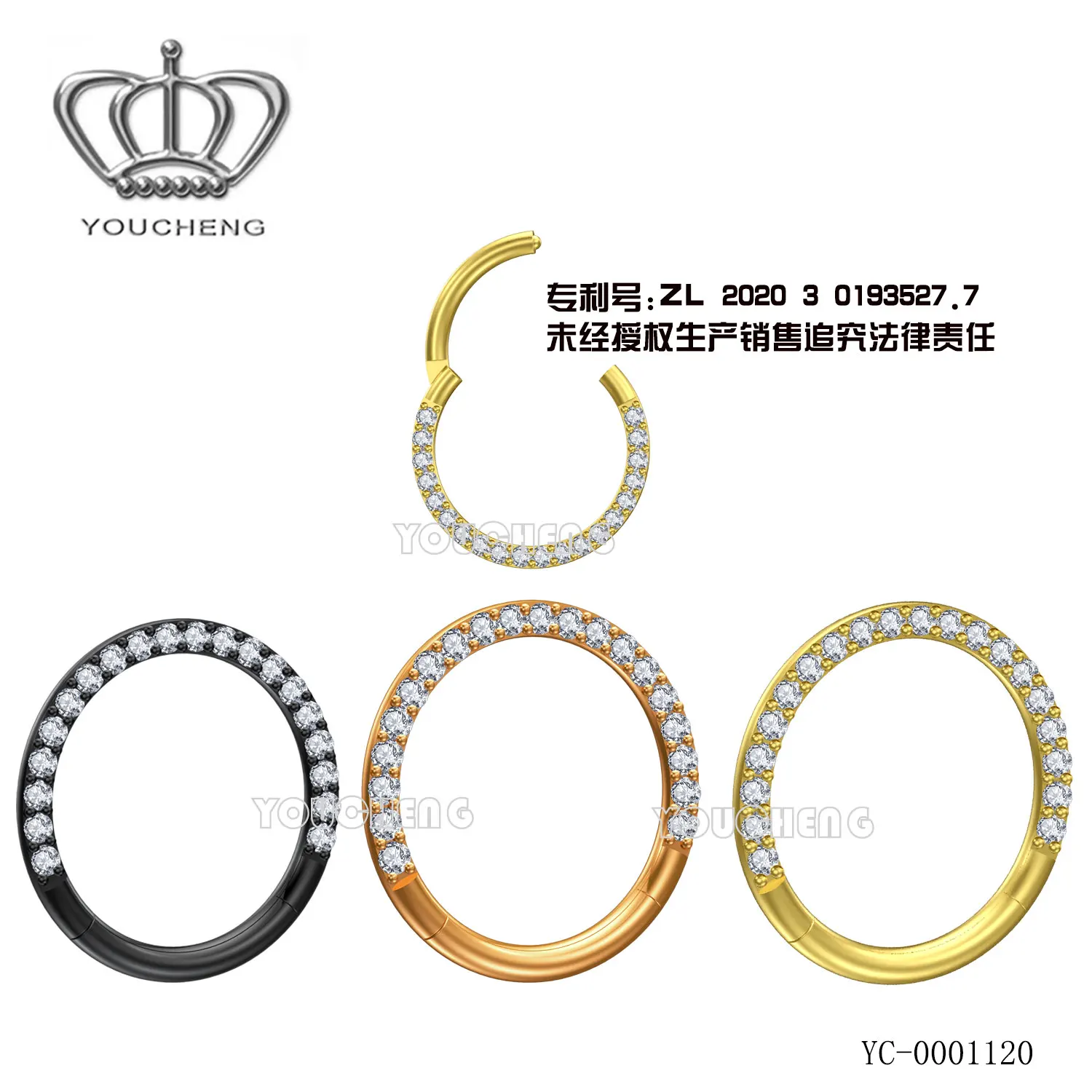 Hot Sale Titanium Bezel Setting Colored CZ Stone Hinged Segment Rings