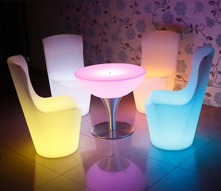 
wine glass shape Oval Pub portable led Tea table Round Dining plastic top stainless steel base for home 