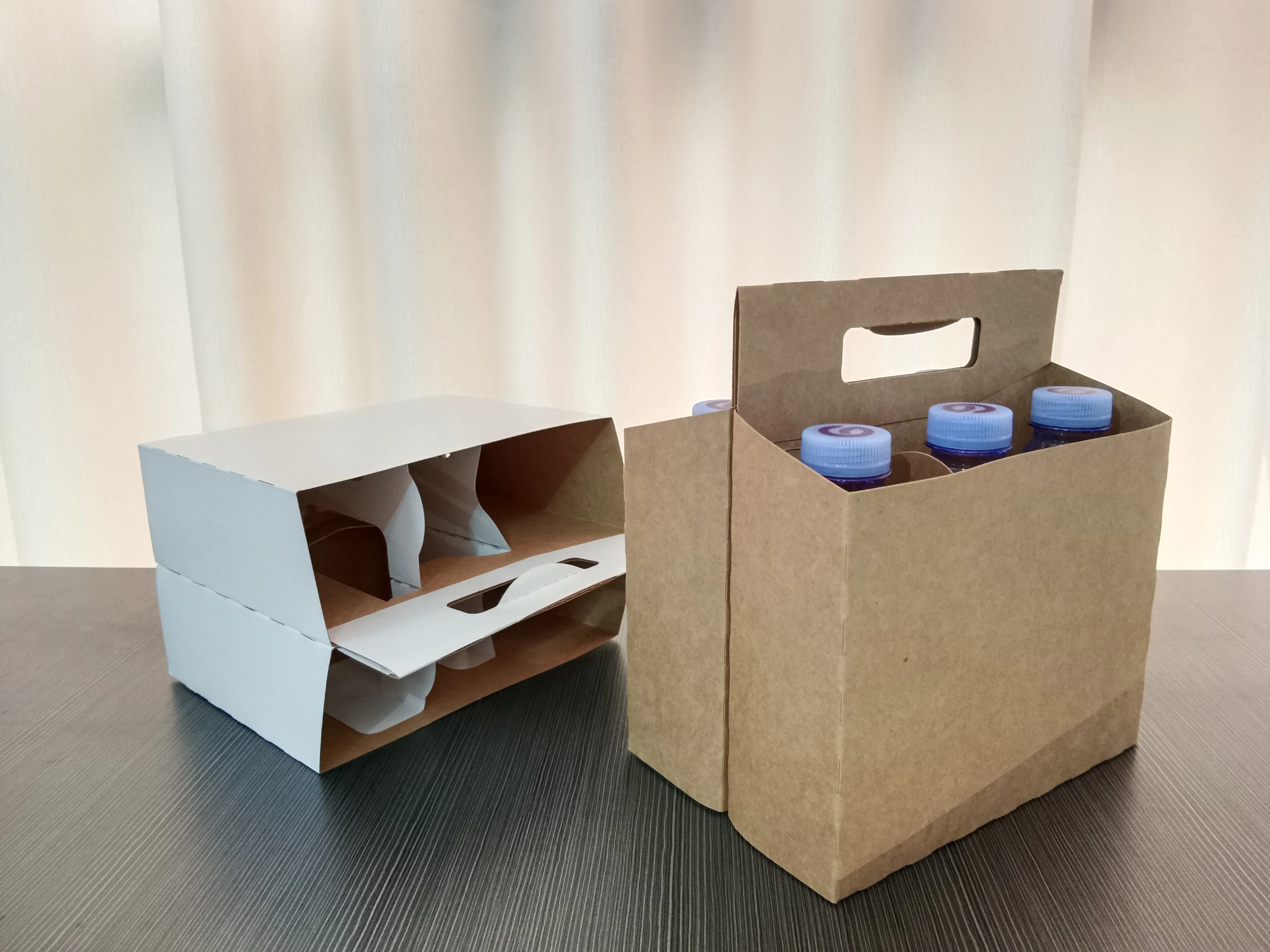 Kraft Cardboard paper cup holder 12 oz Beer or Soda Bottle Carrier wine bottle holder For 6 pack bottle carrier