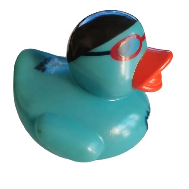 PVC free floating bath duck logo printed real rubber duck