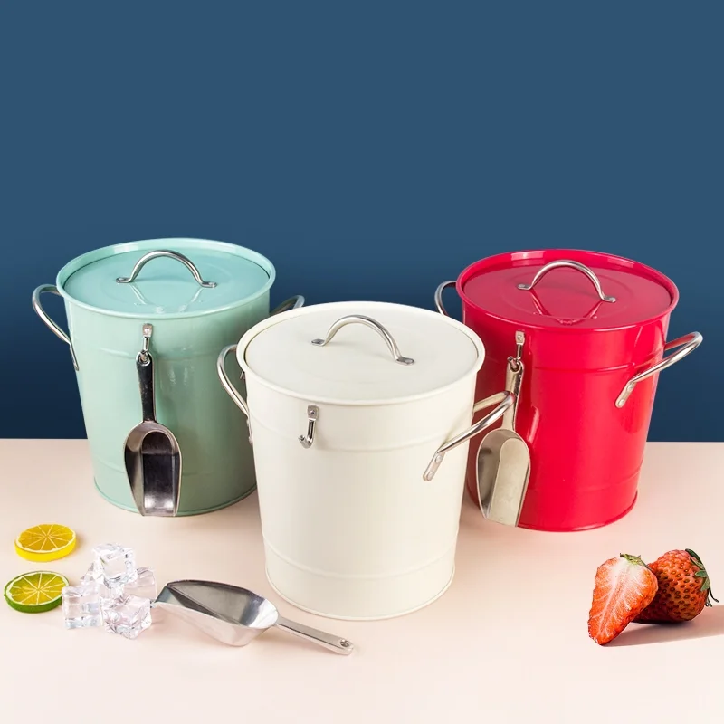 Ice bucket with plastic liner and ice scoop