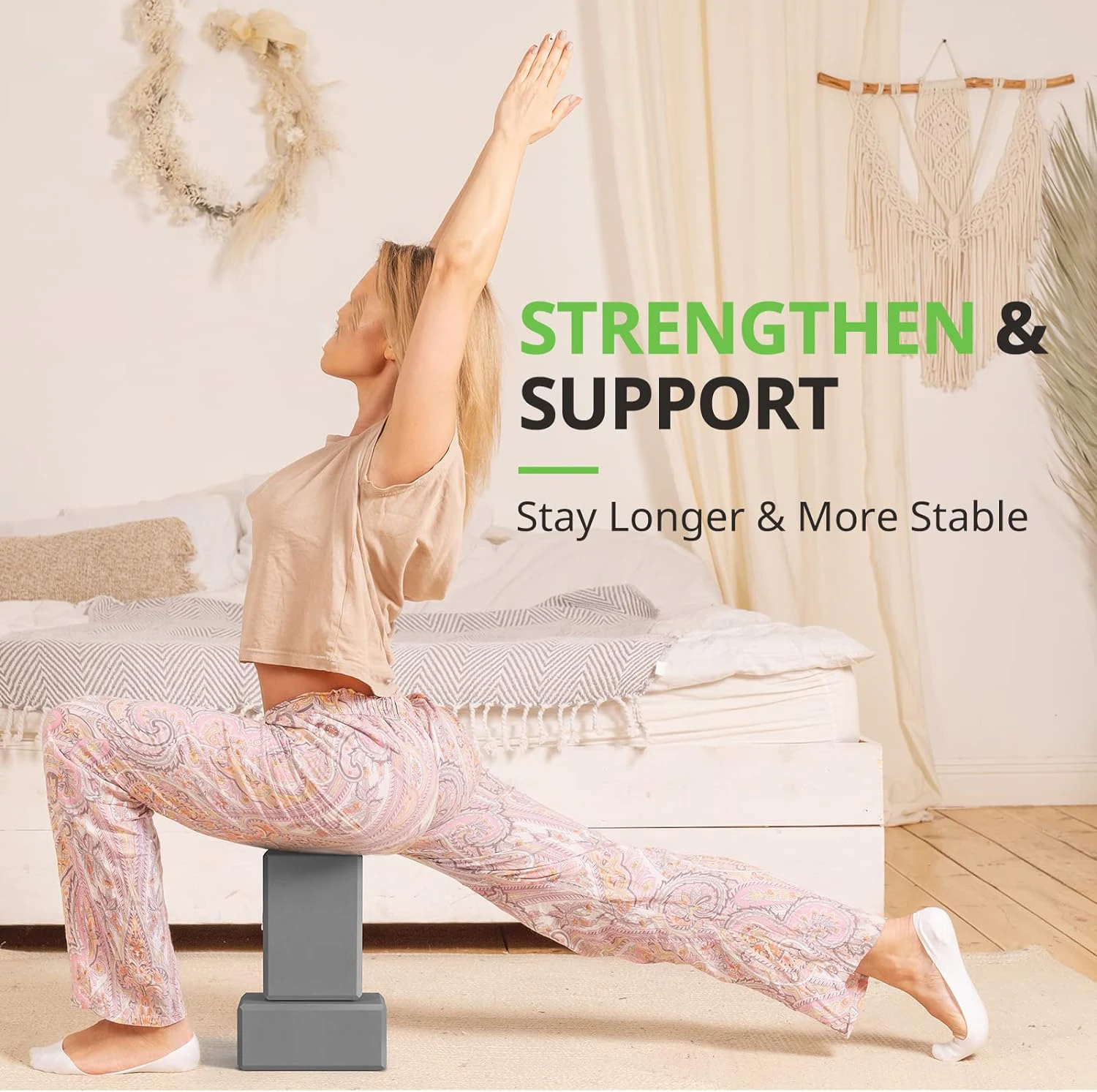 2024 Hot Sale Grey Yoga Blocks Soft Non-Slip Surface EVA Foam Supportive Lightweight Odor Resistant Yoga Essentials