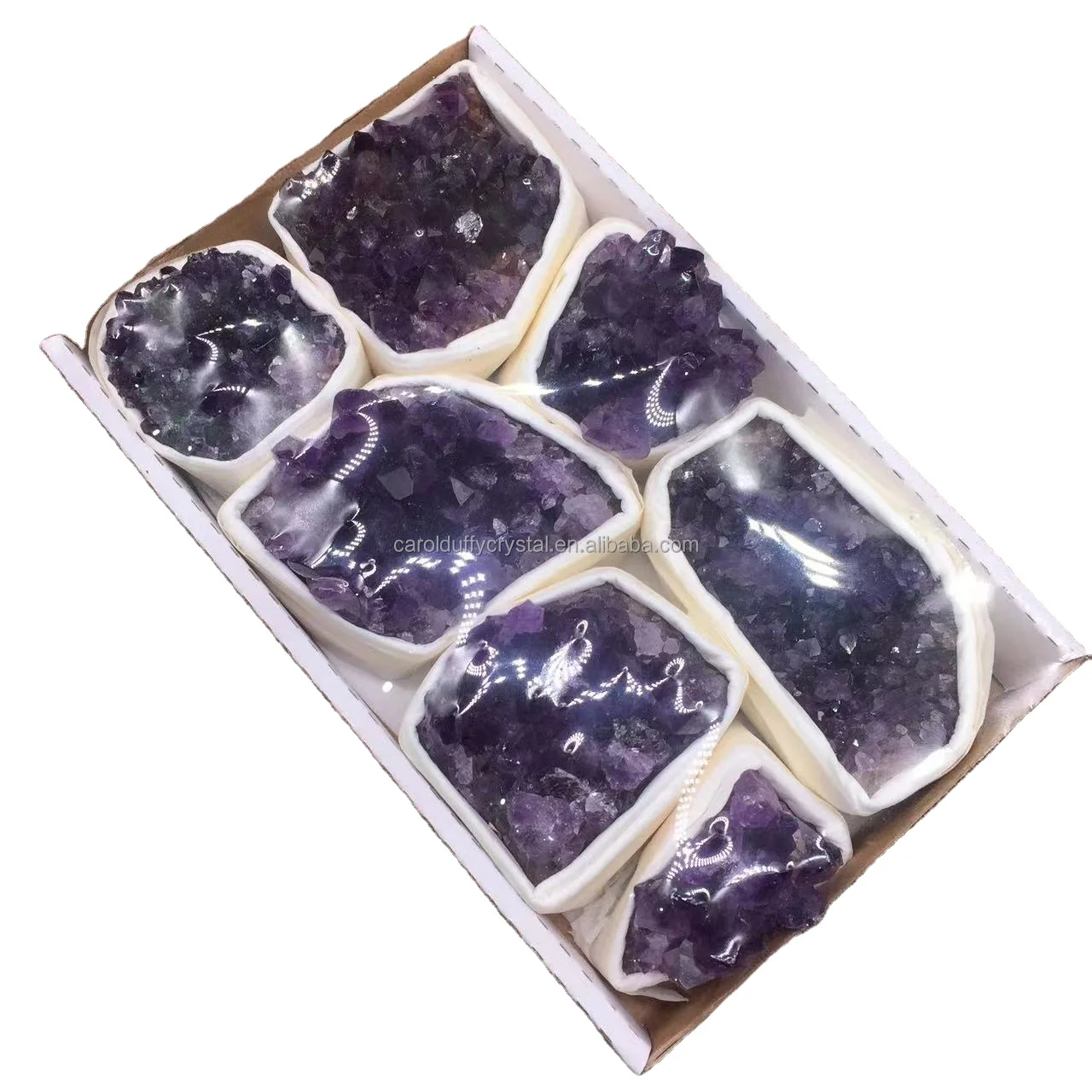 Wholesale Natural Raw Uruguay Amethyst Crystal Cluster Box Mixed Specimen for Gifit Decoration