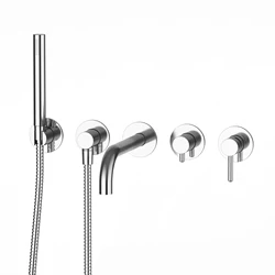 Wall mounted 5-holes dual handles bathtub and shower Faucet bath tubs and showers luxury bathroom