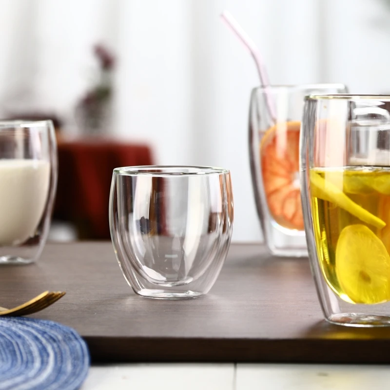 350 ml  Clear Tea Cups Double Wall Glass Coffee Cup Hot Sale Perfect for Party