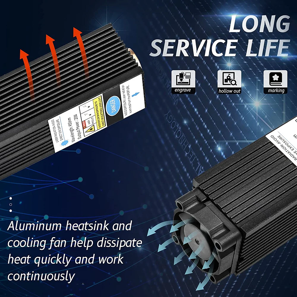 20W Laser Module Kits 5.5W Optical Power For Carving Tools For Wood And Metal Diy CNC